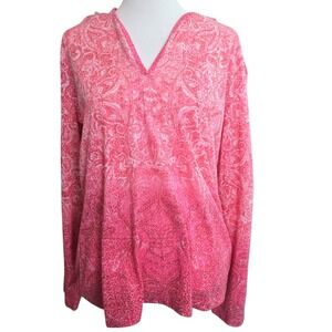 Kuhl Pink Paisley V-Neck Long Sleeve Top